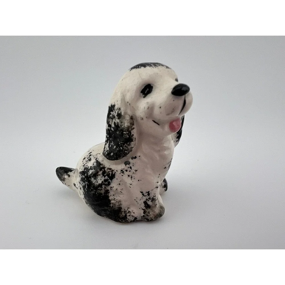 Vintage Mini Cocker Spaniel Dog Figurine Crackle Glaze 1.5